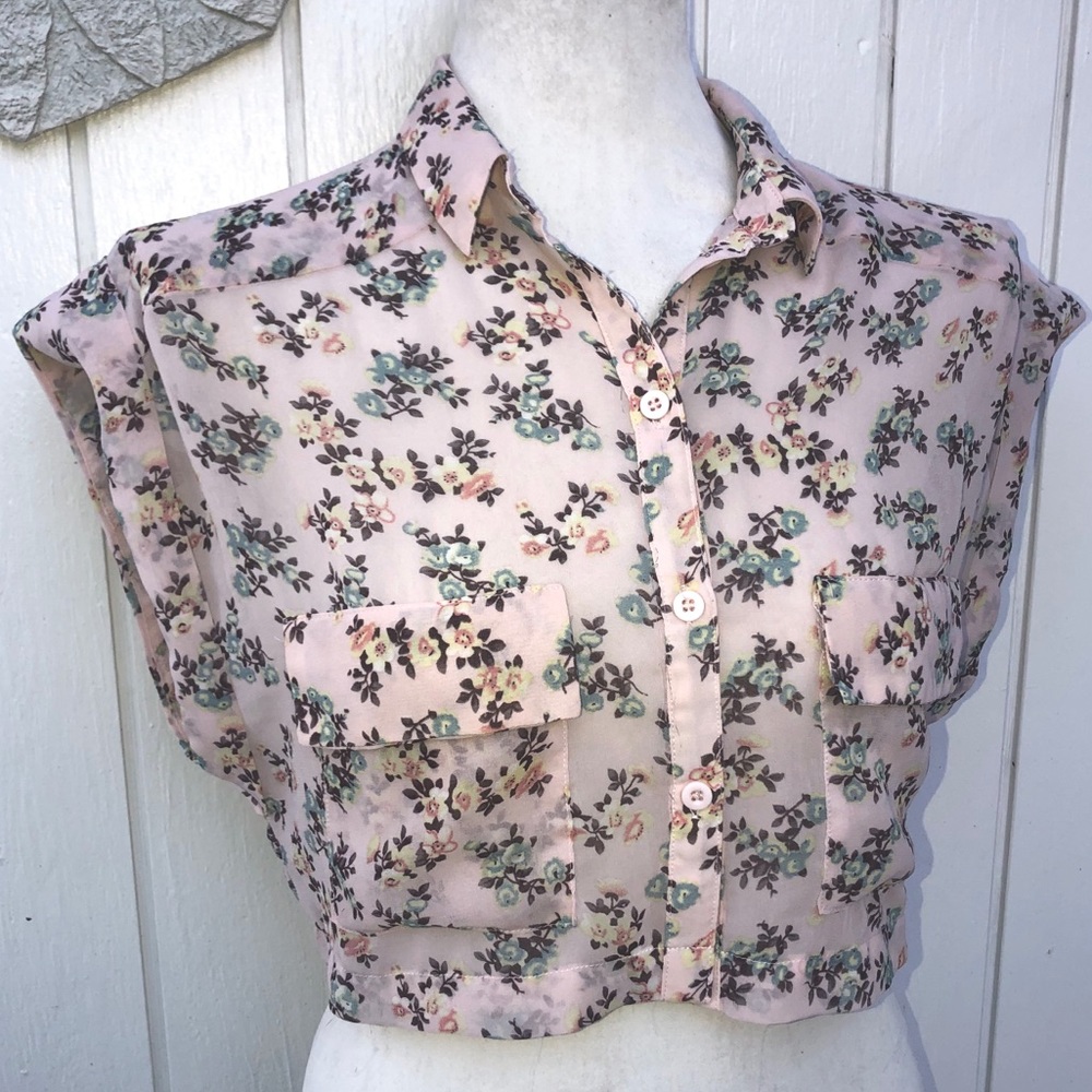 Millau LF floral print chiffon crop top size XS